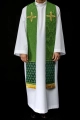 Stuła kapłańska zielona z haftowanym krzyżem - S-2054-01-67 - HAF S-2054-01-67 - Dewocjonalia P.H. Jakóbczak - Katolicki sklep liturgiczny i hurtownia