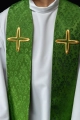 Stuła kapłańska zielona z haftowanym krzyżem - S-2054-01-67 - HAF S-2054-01-67 - Dewocjonalia P.H. Jakóbczak - Katolicki sklep liturgiczny i hurtownia