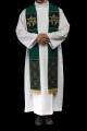 Aksamitna stuła kapłańska zielona z haftem IHS - HAF S-2055-01-70 - Dewocjonalia P.H. Jakóbczak - Katolicki sklep liturgiczny i hurtownia