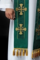 Stuła kapłańska zielona z haftowanymi krzyżami - S-2068-01-70 - HAF S-2068-01-70 - Dewocjonalia P.H. Jakóbczak - Katolicki sklep liturgiczny i hurtownia