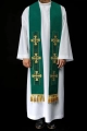 Stuła kapłańska zielona z haftowanymi krzyżami - S-2068-01-70 - HAF S-2068-01-70 - Dewocjonalia P.H. Jakóbczak - Katolicki sklep liturgiczny i hurtownia