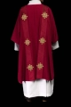 Dalmatyka czerwona z haftowanym krzyżem i aksamitnymi pasami - LE/1030/02/B - HAF LE/1030/02/B - Dewocjonalia P.H. Jakóbczak - Katolicki sklep liturgiczny i hurtownia