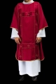 Dalmatyka czerwona z haftowanymi krzyżami i aksamitnymi pasami - LE/1073/02/B - HAF LE/1073/02/B - Dewocjonalia P.H. Jakóbczak - Katolicki sklep liturgiczny i hurtownia