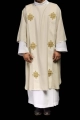 Dalmatyka ecru z haftowanym krzyżem i aksamitnymi pasami - LE/1030/05/B - HAF LE/1030/05/B - Dewocjonalia P.H. Jakóbczak - Katolicki sklep liturgiczny i hurtownia