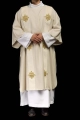 Dalmatyka ecru z haftowanym krzyżem i aksamitnymi pasami - LE/1030/05/B - HAF LE/1030/05/B - Dewocjonalia P.H. Jakóbczak - Katolicki sklep liturgiczny i hurtownia