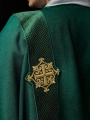Dalmatyka zielona z haftowanym krzyżem i aksamitnymi pasami - LE/1030/01/B - HAF LE/1030/01/B - Dewocjonalia P.H. Jakóbczak - Katolicki sklep liturgiczny i hurtownia