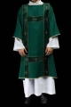 Dalmatyka zielona z haftowanymi krzyżami i aksamitnymi pasami - LE/1073/01/B - HAF LE/1073/01/B - Dewocjonalia P.H. Jakóbczak - Katolicki sklep liturgiczny i hurtownia