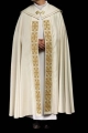 Kapa liturgiczna ecru z haftowanym pasem z monogramem IHS - LE/3010/05 - HAF LE/3010/05 - Dewocjonalia P.H. Jakóbczak - Katolicki sklep liturgiczny i hurtownia