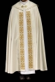 Kapa liturgiczna ecru z haftowanym pasem z monogramem IHS - LE/3010/05 - HAF LE/3010/05 - Dewocjonalia P.H. Jakóbczak - Katolicki sklep liturgiczny i hurtownia