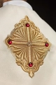 Kapa liturgiczna ecru z haftowanym pasem z monogramem IHS - LE/3010/05 - HAF LE/3010/05 - Dewocjonalia P.H. Jakóbczak - Katolicki sklep liturgiczny i hurtownia
