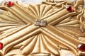 Kapa liturgiczna ecru z haftowanym pasem z monogramem IHS - LE/3010/05 - HAF LE/3010/05 - Dewocjonalia P.H. Jakóbczak - Katolicki sklep liturgiczny i hurtownia