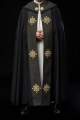 Kapa liturgiczna czarna z aksamitnym pasem i haftowanym krzyżem - LE/3029/07 - HAF LE/3029/07 - Dewocjonalia P.H. Jakóbczak - Katolicki sklep liturgiczny i hurtownia