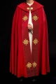 Kapa liturgiczna czerwona z aksamitnym pasem i haftowanym krzyżem - LE/3029/02 - HAF LE/3029/02 - Dewocjonalia P.H. Jakóbczak - Katolicki sklep liturgiczny i hurtownia