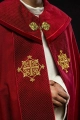 Kapa liturgiczna czerwona z aksamitnym pasem i haftowanym krzyżem - LE/3029/02 - HAF LE/3029/02 - Dewocjonalia P.H. Jakóbczak - Katolicki sklep liturgiczny i hurtownia
