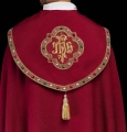 Kapa liturgiczna czerwona z haftem IHS - S-3067-02-70 - HAF S-3067-02-70 - Dewocjonalia P.H. Jakóbczak - Katolicki sklep liturgiczny i hurtownia
