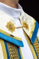 Ręcznie zdobiona kapa liturgiczna ecru z haftem maryjnym i kamieniami naturalnymi - HM/3006/05/88 - HAF HM/3006/05/88 - Dewocjonalia P.H. Jakóbczak - Katolicki sklep liturgiczny i hurtownia