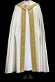 Ręcznie zdobiona kapa liturgiczna ecru z haftowanym krzyżem i kamieniami naturalnymi - HM/3018/05/86 - HAF HM/3018/05/86 - Dewocjonalia P.H. Jakóbczak - Katolicki sklep liturgiczny i hurtownia