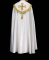 Ręcznie zdobiona kapa liturgiczna ecru z haftowanym krzyżem i kamieniami naturalnymi - HM/3018/05/86 - HAF HM/3018/05/86 - Dewocjonalia P.H. Jakóbczak - Katolicki sklep liturgiczny i hurtownia