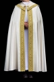 Ręcznie zdobiona kapa liturgiczna ecru z haftowanym krzyżem i kamieniami naturalnymi - HM/3018/05/86 - HAF HM/3018/05/86 - Dewocjonalia P.H. Jakóbczak - Katolicki sklep liturgiczny i hurtownia