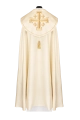 Kapa liturgiczna ecru z aksamitnym pasem i haftowanymi krzyżami - KDT/3046/05 - HAF KDT/3046/05 - Dewocjonalia P.H. Jakóbczak - Katolicki sklep liturgiczny i hurtownia