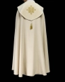 Kapa liturgiczna ecru z aksamitnym pasem i haftowanym krzyżem - LE/3029/05 - HAF LE/3029/05 - Dewocjonalia P.H. Jakóbczak - Katolicki sklep liturgiczny i hurtownia