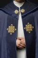 Kapa liturgiczna fioletowa z aksamitnym pasem i haftowanym krzyżem - LE/3029/03 - HAF LE/3029/03 - Dewocjonalia P.H. Jakóbczak - Katolicki sklep liturgiczny i hurtownia