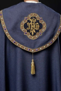 Kapa liturgiczna fioletowa z haftem IHS - S-3067-03-70