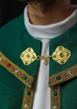 Kapa liturgiczna zielona z haftem IHS - S-3067-01-70 - HAF S-3067-01-70 - Dewocjonalia P.H. Jakóbczak - Katolicki sklep liturgiczny i hurtownia