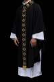 Ornat czarny z haftowanym pasem z motywem krzyży - S-7069-07-70 - HAF S-7069-07-70 - Dewocjonalia P.H. Jakóbczak - Katolicki sklep liturgiczny i hurtownia