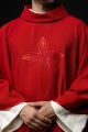Ornat czerwony z haftowanym krzyżem - HA7034-02 - HAF HA7034-02 - Dewocjonalia P.H. Jakóbczak - Katolicki sklep liturgiczny i hurtownia