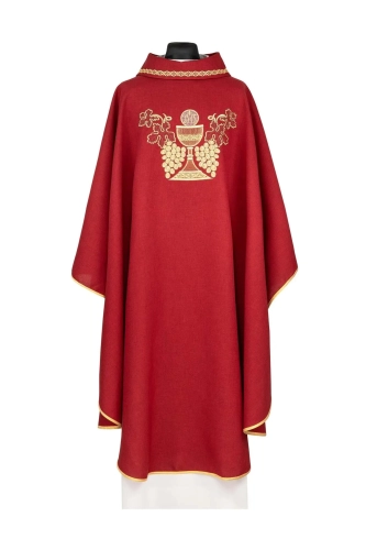 Ornat czerwony z haftem kielicha i winorośli - KDT/7022/02/70 - HAF KDT/7022/02/70 - Dewocjonalia P.H. Jakóbczak - Katolicki sklep liturgiczny i hurtownia