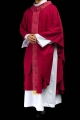Ornat czerwony z haftowanym pasem z motywem krzyża - S-7057-02-70 - HAF S-7057-02-70 - Dewocjonalia P.H. Jakóbczak - Katolicki sklep liturgiczny i hurtownia