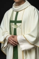 Ornat ecru z haftem ryby i krzyża - HA7010-05 - HAF HA7010-05 - Dewocjonalia P.H. Jakóbczak - Katolicki sklep liturgiczny i hurtownia