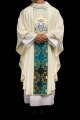 Ornat ecru z haftowanym pasem - HA7015-05 - HAF HA7015-05 - Dewocjonalia P.H. Jakóbczak - Katolicki sklep liturgiczny i hurtownia