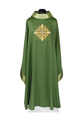Ornat zielony z haftowanym krzyżem - KDT/7021/01/53 - HAF KDT/7021/01/53 - Dewocjonalia P.H. Jakóbczak - Katolicki sklep liturgiczny i hurtownia