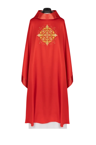 Ornat czerwony z haftowanym krzyżem - KDT/7021/02/53 - HAF KDT/7021/02/53 - Dewocjonalia P.H. Jakóbczak - Katolicki sklep liturgiczny i hurtownia