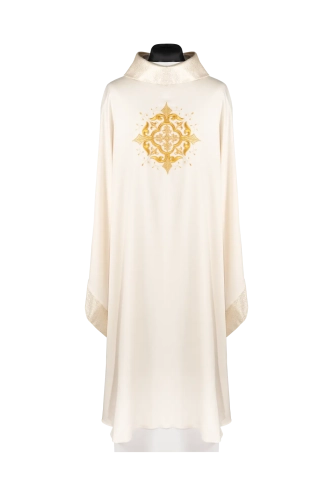 Ornat ecru z haftowanym krzyżem - KDT/7021/05/53 - HAF KDT/7021/05/53 - Dewocjonalia P.H. Jakóbczak - Katolicki sklep liturgiczny i hurtownia