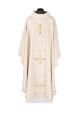 Ornat ecru z aksamitnym pasem i haftowanymi krzyżami - KDT/7054/05/70 - HAF KDT/7054/05/70 - Dewocjonalia P.H. Jakóbczak - Katolicki sklep liturgiczny i hurtownia