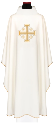 Ornat ecru z haftowanym krzyżem - KDT/7146/05/12 - HAF KDT/7146/05/12 - Dewocjonalia P.H. Jakóbczak - Katolicki sklep liturgiczny i hurtownia