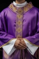 Ornat fioletowy z haftowanym pasem z motywem krzyża - S-7056-03-54 - HAF S-7056-03-54 - Dewocjonalia P.H. Jakóbczak - Katolicki sklep liturgiczny i hurtownia