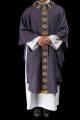 Ornat fioletowy z haftowanym pasem z motywem krzyża - S-7069-03-70 - HAF S-7069-03-70 - Dewocjonalia P.H. Jakóbczak - Katolicki sklep liturgiczny i hurtownia