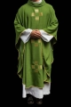 Ornat zielony z haftowanymi krzyżami - HA7011-01 - HAF HA7011-01 - Dewocjonalia P.H. Jakóbczak - Katolicki sklep liturgiczny i hurtownia