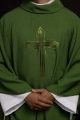 Ornat zielony z haftowanym krzyżem - HA7034-01 - HAF HA7034-01 - Dewocjonalia P.H. Jakóbczak - Katolicki sklep liturgiczny i hurtownia