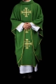 Ornat zielony z haftowanym pasem z motywem krzyży jerozolimskimi - KDT/7046/01/01 - HAF KDT/7046/01/01 - Dewocjonalia P.H. Jakóbczak - Katolicki sklep liturgiczny i hurtownia