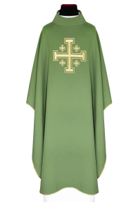 Ornat zielony z haftowanym krzyżem - KDT/7146/01/12
