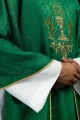 Ornat zielony z haftem kielicha i hostii na tkaninie żakardowej - KOA/002/01/98 - HAF KOA/002/01/98 - Dewocjonalia P.H. Jakóbczak - Katolicki sklep liturgiczny i hurtownia