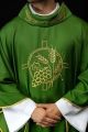 Ornat zielony z haftem kłosów zboża i krzyża - S-7054-01-53 - HAF S-7054-01-53 - Dewocjonalia P.H. Jakóbczak - Katolicki sklep liturgiczny i hurtownia