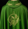 Ornat zielony z haftem kłosów zboża i krzyża - S-7054-01-53 - HAF S-7054-01-53 - Dewocjonalia P.H. Jakóbczak - Katolicki sklep liturgiczny i hurtownia