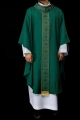 Ornat zielony z haftowanym pasem z motywem krzyża - S-7057-01-70 - HAF S-7057-01-70 - Dewocjonalia P.H. Jakóbczak - Katolicki sklep liturgiczny i hurtownia