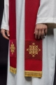 Aksamitna stuła kapłańska czerwona z haftowanym krzyżem - LE/2029/02 - HAF LE/2029/02 - Dewocjonalia P.H. Jakóbczak - Katolicki sklep liturgiczny i hurtownia